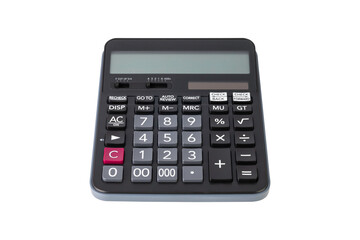 Black digital calculator isolated on white background with clipping path.