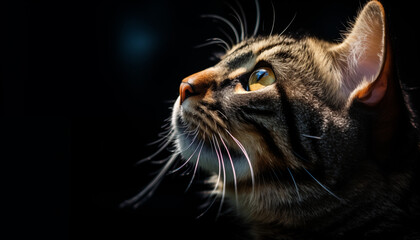 Naklejka premium black cat on the black background