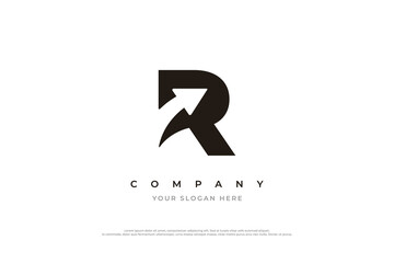 Initial Letter R Arrow Logo Design Vector