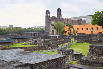 Fototapeta na wymiar The ancient Aztec ruins of Tlatelolco in Mexico City