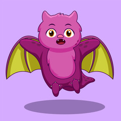 Cute Flying Bat Monster Illustration