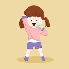 Cute Girl Singing Joyfully Illustration