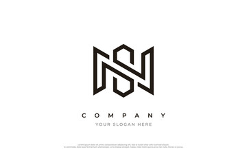 Initial Letter SN Logo or NS Monogram Logo Design Vector