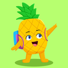 Cute Pineapple Wearing Bag Illustration