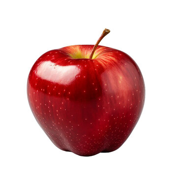 fresh red apple fruit, transparent background, isolated image, generative AI