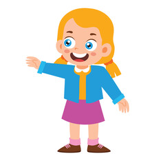 Little Kid Talking Explain with Standing Pose Children. Girl Making Conversation to Friend, Communication Discussion Activity Isolated Element Objects. Flat Style Icon Vector Illustration