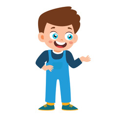 Little Kid Talking Explain with Standing Pose Children. Boy Making Conversation to Friend, Communication Discussion Activity Isolated Element Objects. Flat Style Icon Vector Illustration