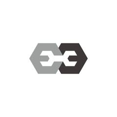 Obraz premium letter e shadow wrench paper design logo vector