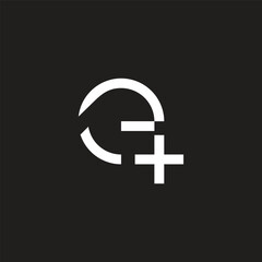 letter e plus simple geometric logo vector