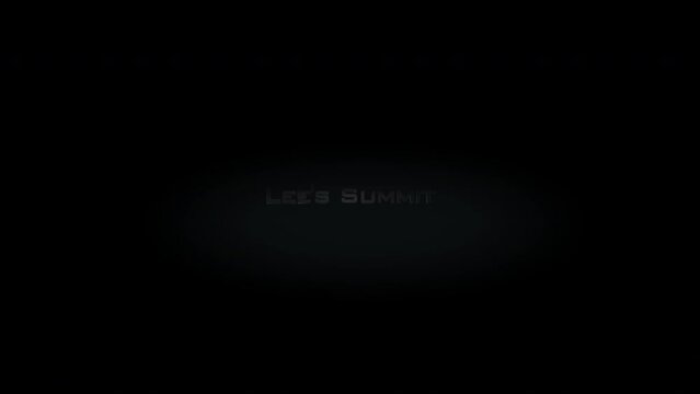 Lee's Summit 3D title word made with metal animation text on transparent black