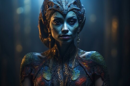 Mujer reptiliana, mujer extraterrestre con aspecto de reptil