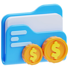3d render finance folder icon illustration, accounting themed