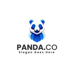 Obraz premium Vector Logo Illustration Panda Gradient Colorful Style