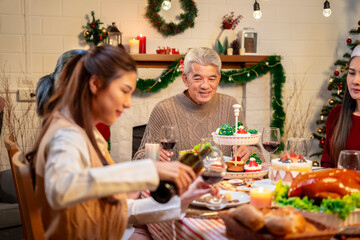 Asian family's Christmas celebration in their home