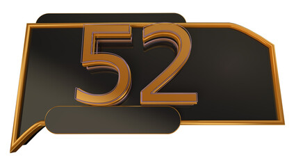 3d number 52 on badge