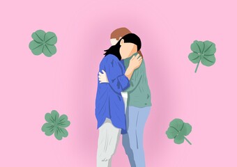 Women hug each other