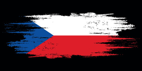 Czech Republic brush flag, Czech Republic flag brush watercolor flag design element