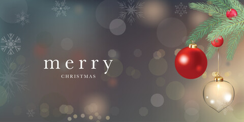 Fototapeta premium Merry Christmas and Happy New Year. Vector illustrations for background, greeting card, party invitation card, website banner, social media banner, ,Happy Holidays, season's greeting