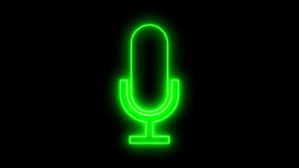 Wireless neon microphone isolated on black background