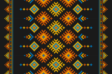 Beautiful carpet ethnic art. Geometric ethnic seamless pattern in tribal. American, Mexican style. Design for background, wallpaper, illustration, fabric, clothing, carpet, textile, batik, embroidery.