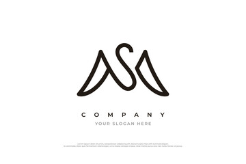 Initial Letter MS Logo or SM Monogram Logo Design Vector