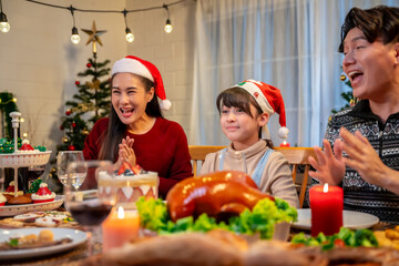 Asian family's Christmas celebration in their home