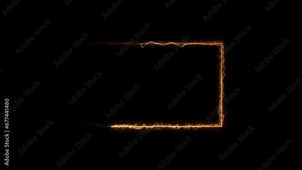 Poster abstract saber frame, neon light line loop with fire loop