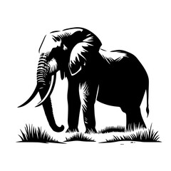 African Elephant Logo Monochrome Design Style