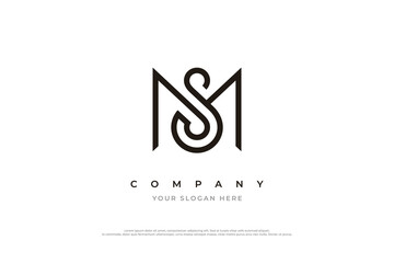 Initial Letter MS Logo or SM Monogram Logo Design Vector