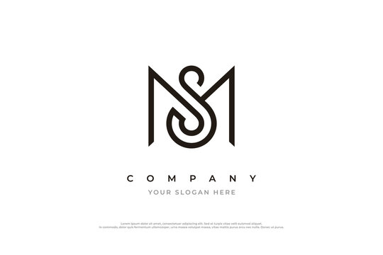 Initial Letter MS Logo or SM Monogram Logo Design Vector