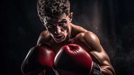 Muscular athlete in competitive combat sport
