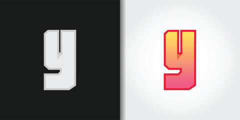 pixelate letter y logo set