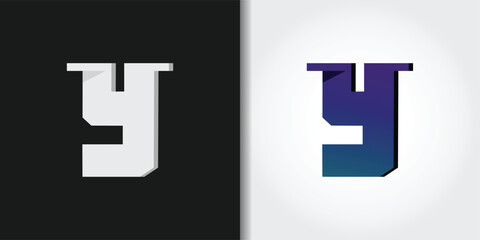 pixelate letter y logo set