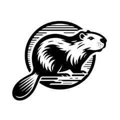 Beaver Logo Monochrome Design Style - obrazy, fototapety, plakaty