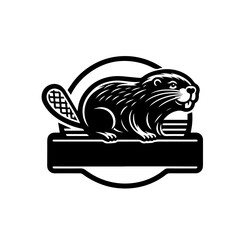 Beaver Logo Monochrome Design Style - obrazy, fototapety, plakaty