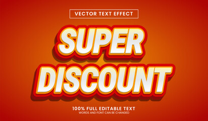 Design editable text effect, Super Discount 3d vector illustration