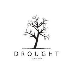 Obraz premium Drought Logo, Dry Tree Logo Design with Simple, Minimalist and Modern Vector Line Style