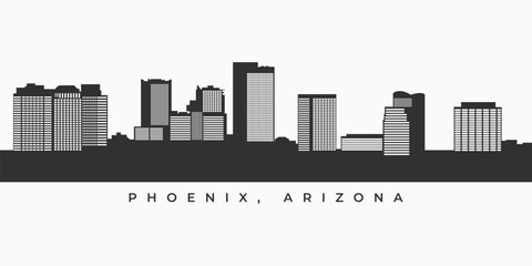 Fototapeta premium Phoenix city skyline silhouette. Arizona cityscape high building in vector format