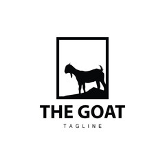 Livestock Goat Logo, Simple Farming Silhouette Design Product Brand Templet Illustration