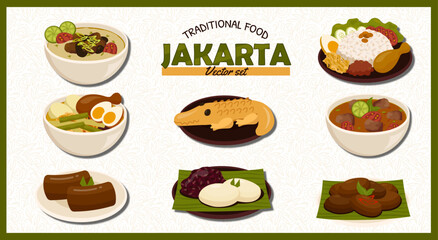 Jakarta Traditional Food Illustration Set