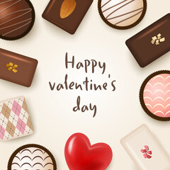 バレンタインチョコレートのかわいい背景素材