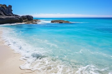 Fototapeta na wymiar Tranquil Waves A Refreshing Blue Water Oasis