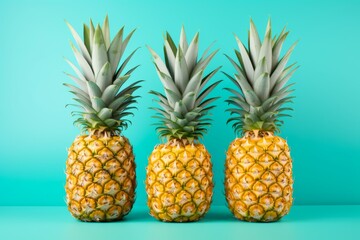 Tropical Delight Fresh Pineapples Pop on Vibrant Background