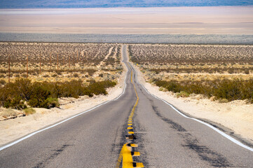 Route 66 long winding highway in California desert