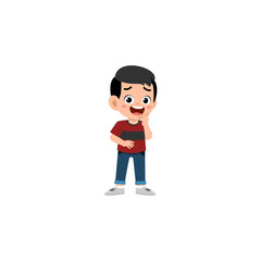 laughing child pose in red shirt vector digital image