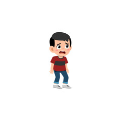 pose of tired child in red shirt vector digital image
