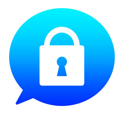 青いグラデーションの南京錠と吹き出し