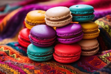 Fototapeta premium a stack of colorful macaroons