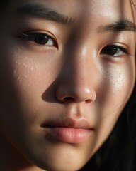 a close up of a woman's face