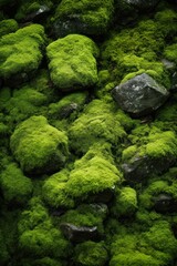 a group of rocks covered in moss
